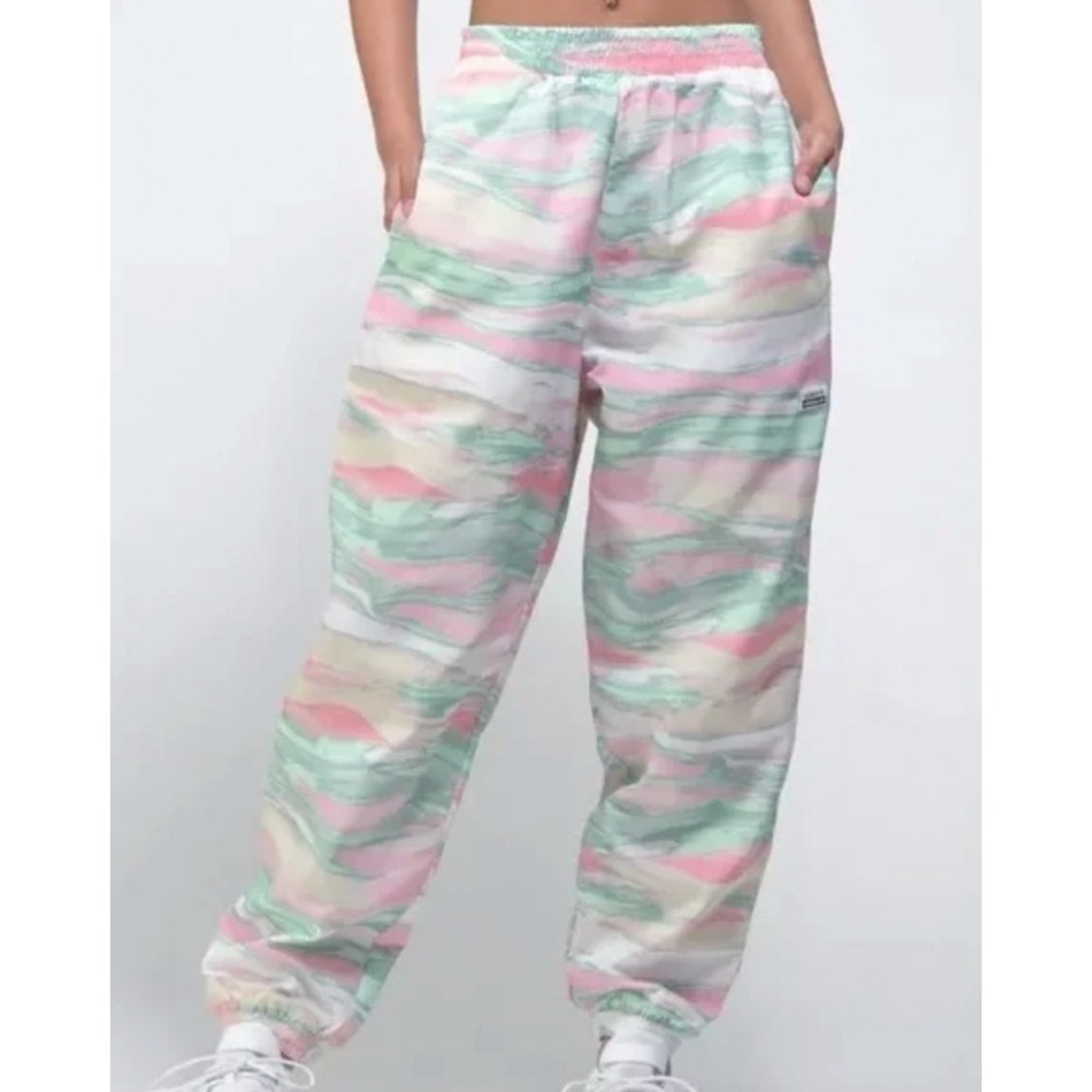 Adidas Marble Joggers Womens M Pastel Tie Dye Cuffed Track Pants Athleisure